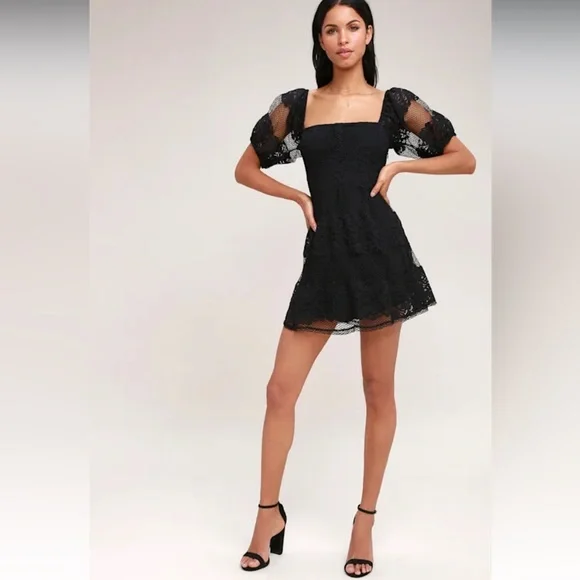 Free People Be Your Baby Black Lace Babydoll Dress - Picture 2 of 10